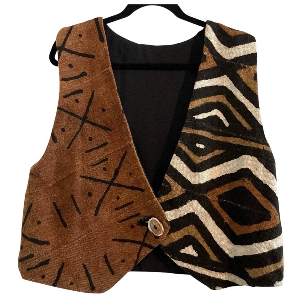 🤎 Gorgeous Vintage African MUDCLOTH Vest! 🖤